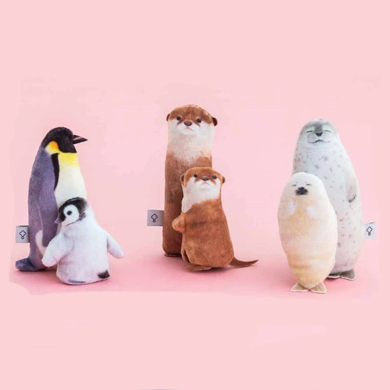 Plush Doll Keyrings Mother and Children Animal Pendant Keychain Seal/Penguins/Otters Key Chain Versatile Bags Accessory