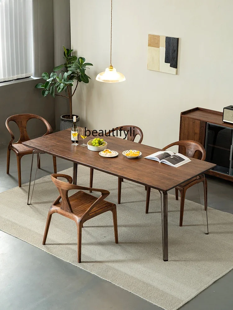 

A13 Sili Style Simple Home Dining Table North America Black Walnut Solid Wood Dining Table Modern Nordic Creative Office Desk