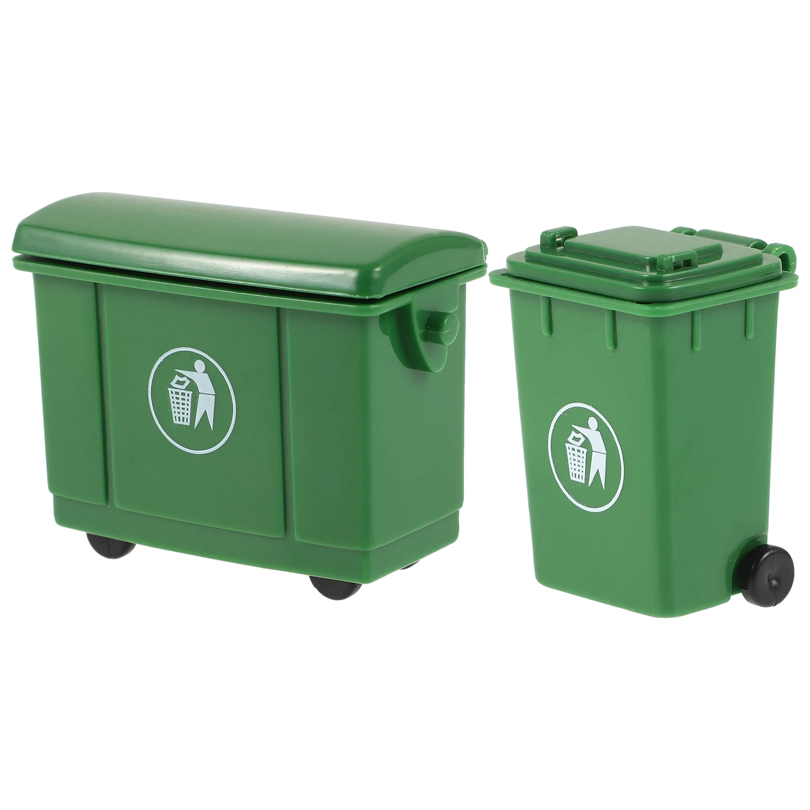 2Pcs Miniature Garbage Cans Miniature Scene Trash Can Model Pretend Play Furniture Model