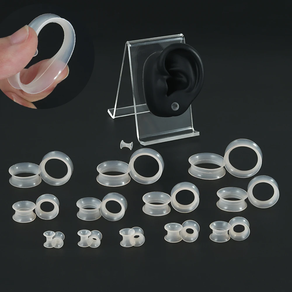 2 Stücke Dünne Stil Silikon Flexible Double Flared Flesh Rosa Ohr Tunnel Plugs Gauge Expander Bahren Piercing Schmuck 3mm-25m