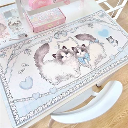 Leather Table Mat Ragdoll Cat Series Cute Large Mouse Pad Gamer Stitching Desk Mat Tablecloth Pet Placemat Girl Room Decoration