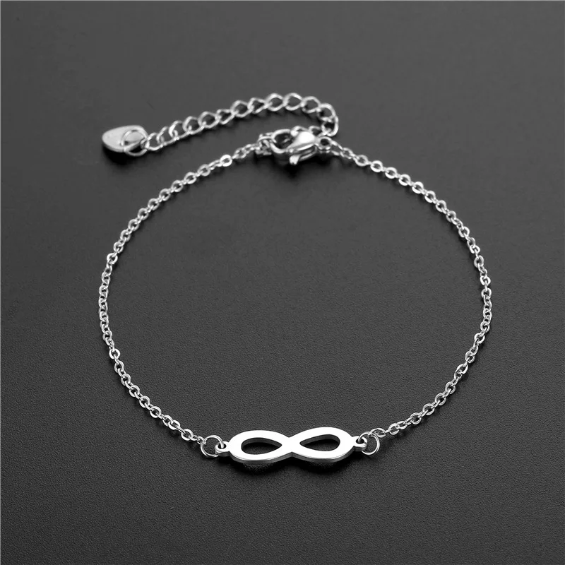 Stainless Steel Infinite Symbol Charm Bracelets for Women Girls Simple Hand Accessories Gifts for Lover