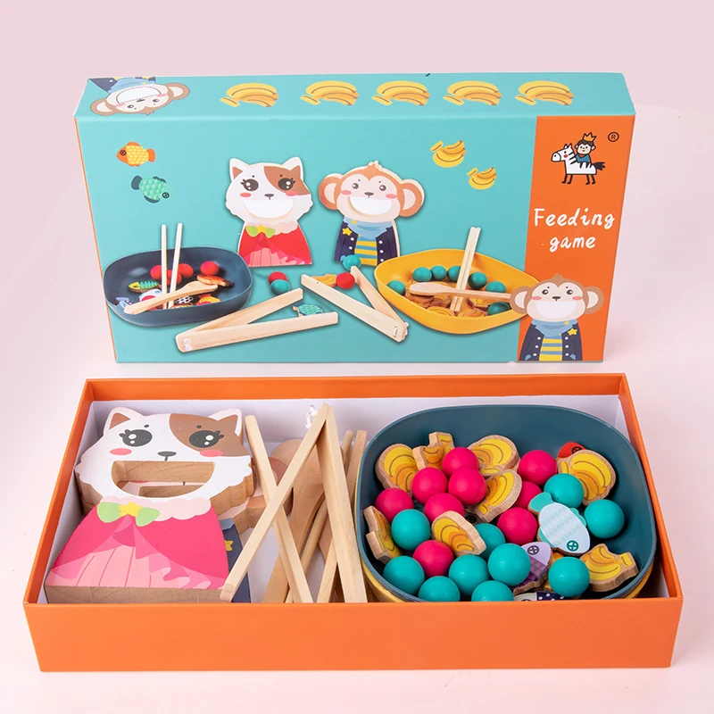 Montessori early education beneficial intelligence toy children\'s chopsticks spoon training feeding tabletop game