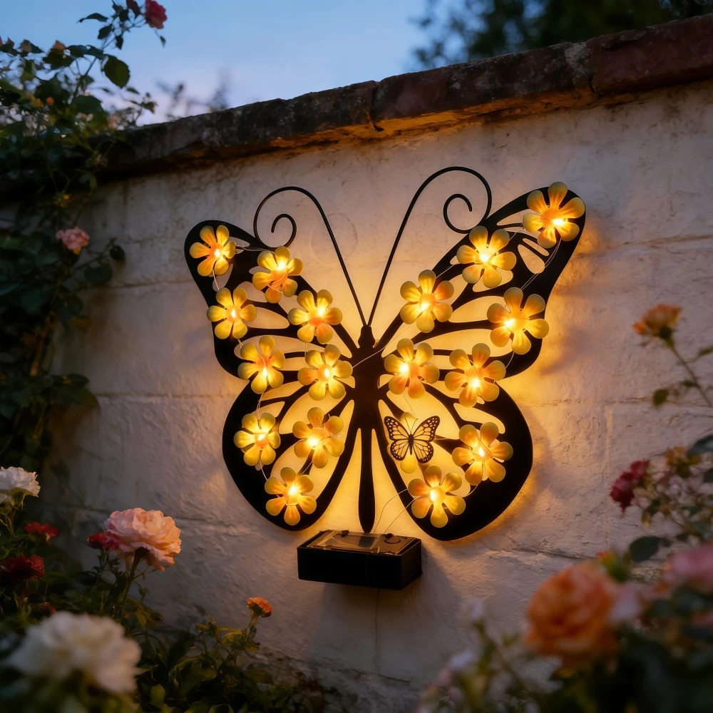 Outdoor Solar Powered Owl Wall Lamp Metal Wall Art Hanging Decor Waterproof Ornament for Garden Patio Fence Yard Gift for Women