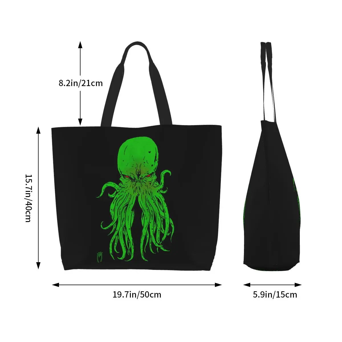 Cthulhu Octopus Sea Monster Vintage Shopping Tote Bag Canvas Large Capacity Shoulder Bags Shopper Grocery Handbag for Women