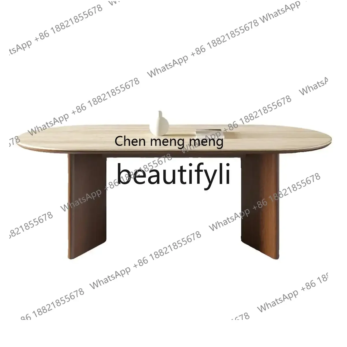 

FFFrench antique retro travertine rock slab dining table solid wood dining table oval high-end small apartment dining table H