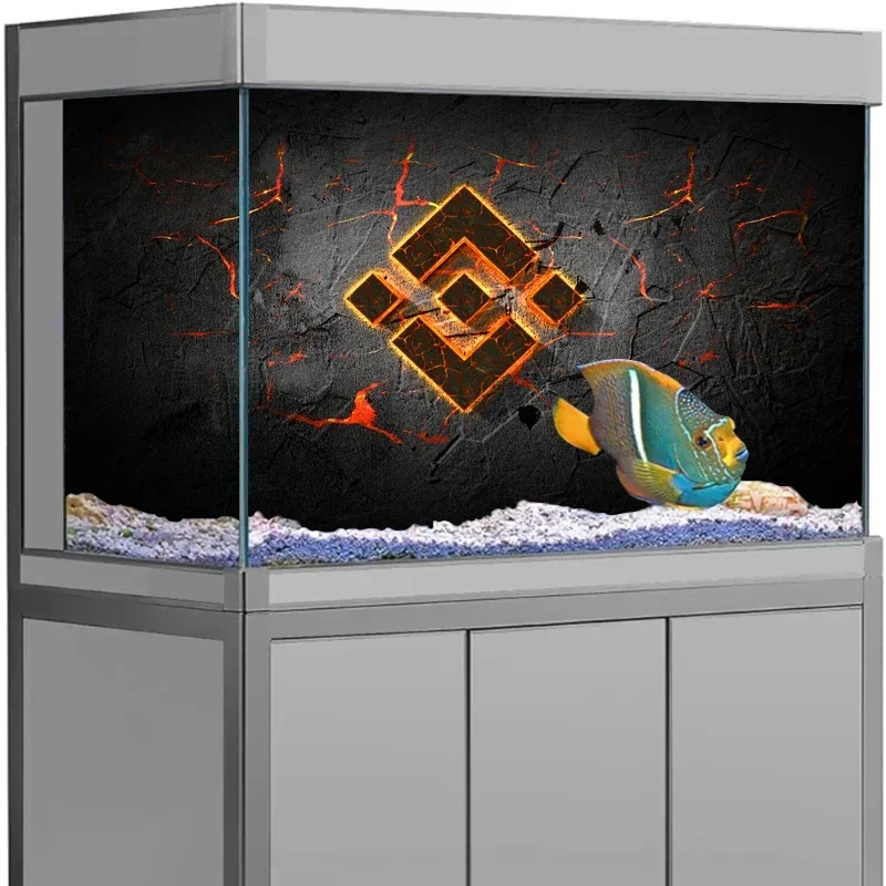 

Aquarium Background Sticker, Flame Symbol Totem HD Printing Wallpaper Fish Tank Backdrop Decorations PVC Landscape Poster