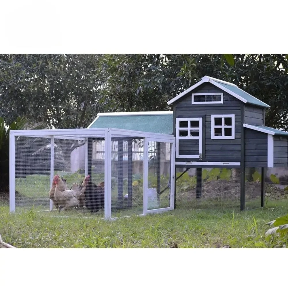 Chicken Coop with Windows Color Wooden Outdoor Dark Green Custom Logo Carton Packing Wood Print Pet Cages, Carriers & Houses G03