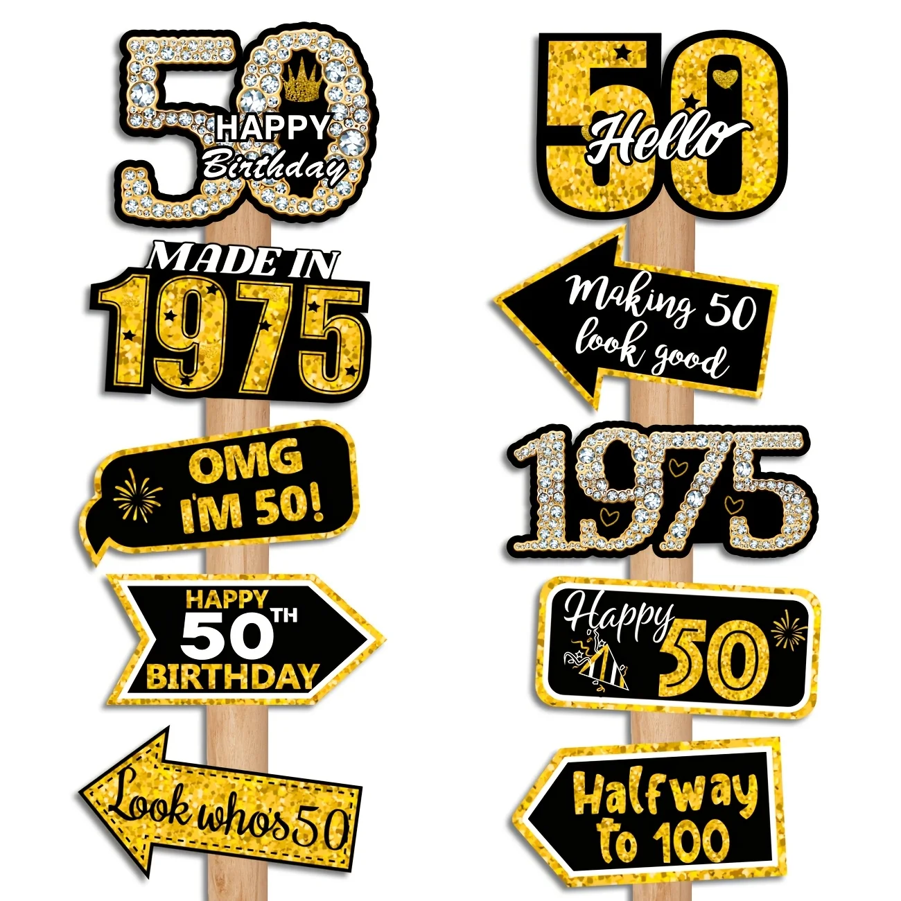 50th Birthday Decorations Black Gold 1975 Party Sign Party Decorations 50th Birthday Party Decorations Signs Colorful Dance Part