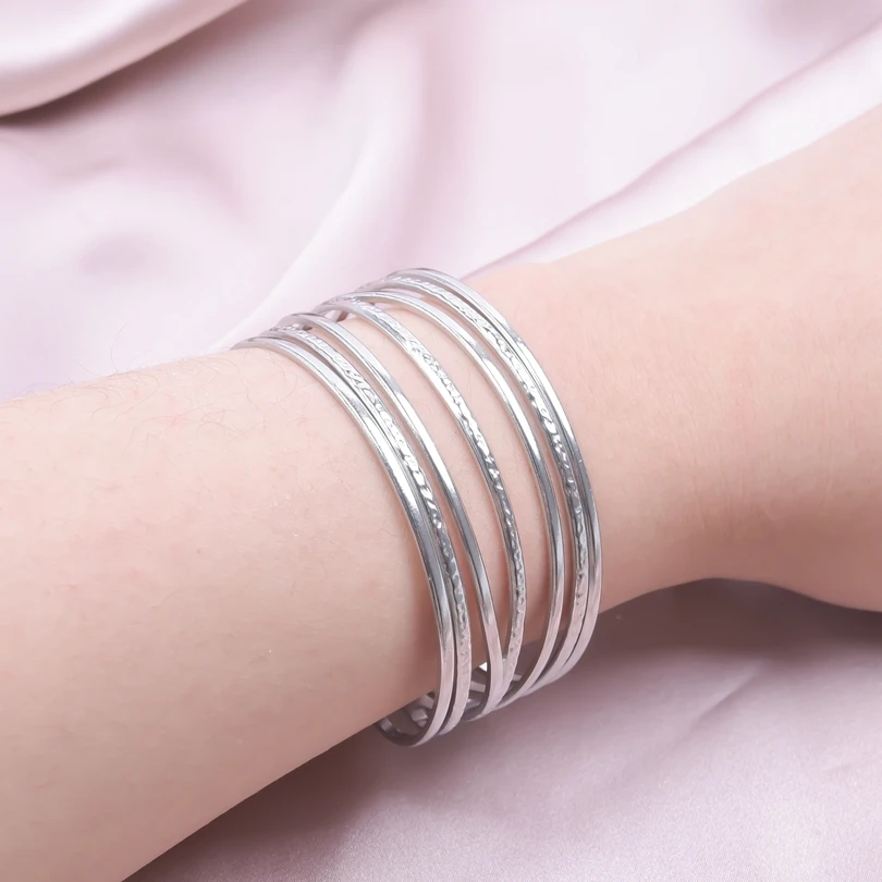 Fashion New stainless steel Opening Adjustable Hollow Multi Layer Smooth Line Personalized Women's Accessory Bracelet