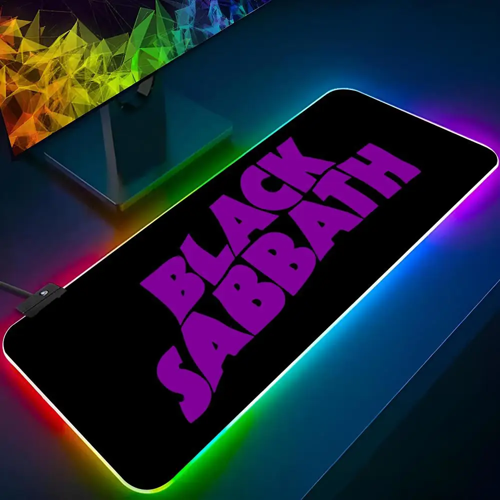 Black Sabbath RGB Gaming Mouse Pad, Teclado Mousepad, Backlit Teclado Gamer Girl, Mat Laptop, Almofadas de mesa, Xl