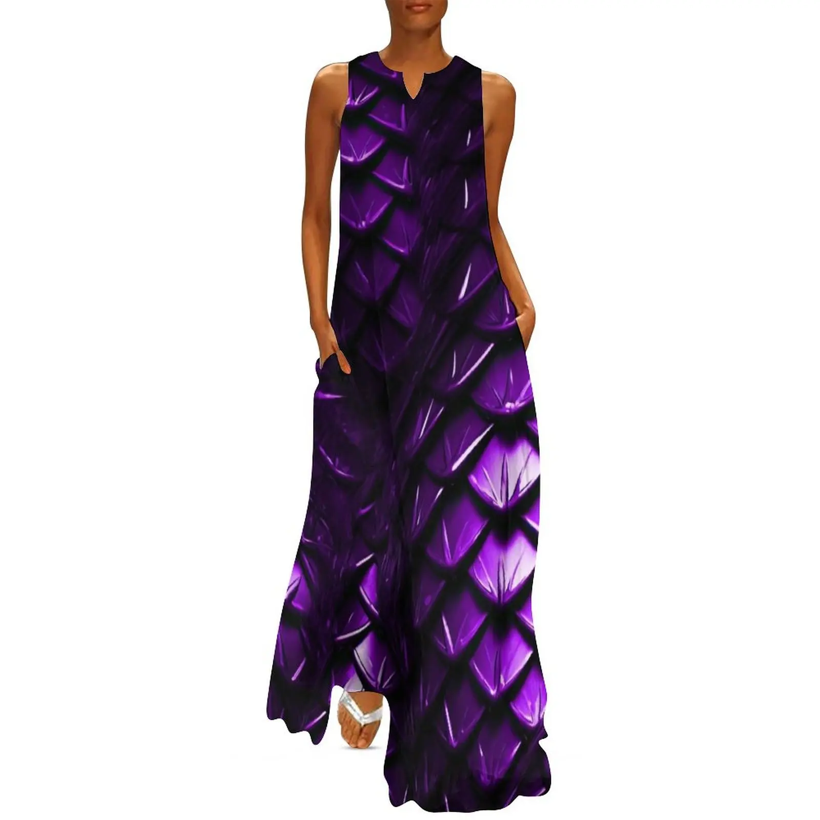 

Purple Dragon Scales Long Dress wedding guest dress 2024 Long dresses Casual dresses Women"s summer dresses