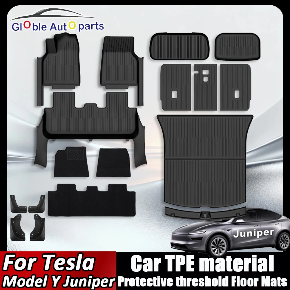 Floor Mats For 2025-2026 Tesla Model Y Juniper Premium/Performance TPE Floor Liner& Accessories Full-Door Sill Protective Cover
