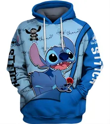 2024 New Disney Stitch 3D Printed Men's Hoodie Fashion Classic Pullover Outdoor Sports Cycling Men's Casual Hoodie Coat