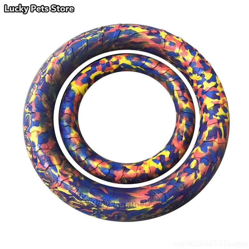 Pet Flying Disk Training Ring Puller Anti-Bite Annulus EVA Floating Sacuer Interactive Dog Toys for Aggressive Chewers Circle