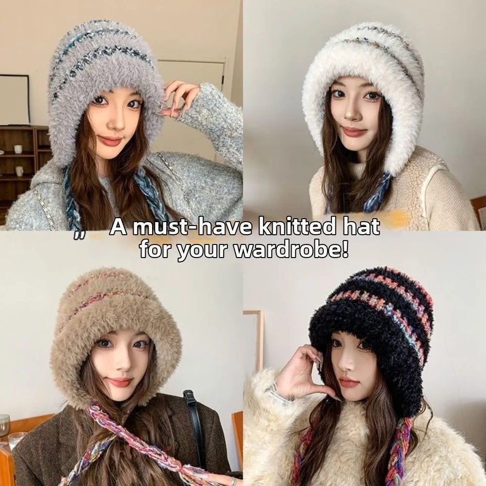 

Fashion Korean Style Ear Protection Hat Windproof Soft Knitted Warm Hat Keep Warm Thickened Plush Pullover Hats Cycling Riding