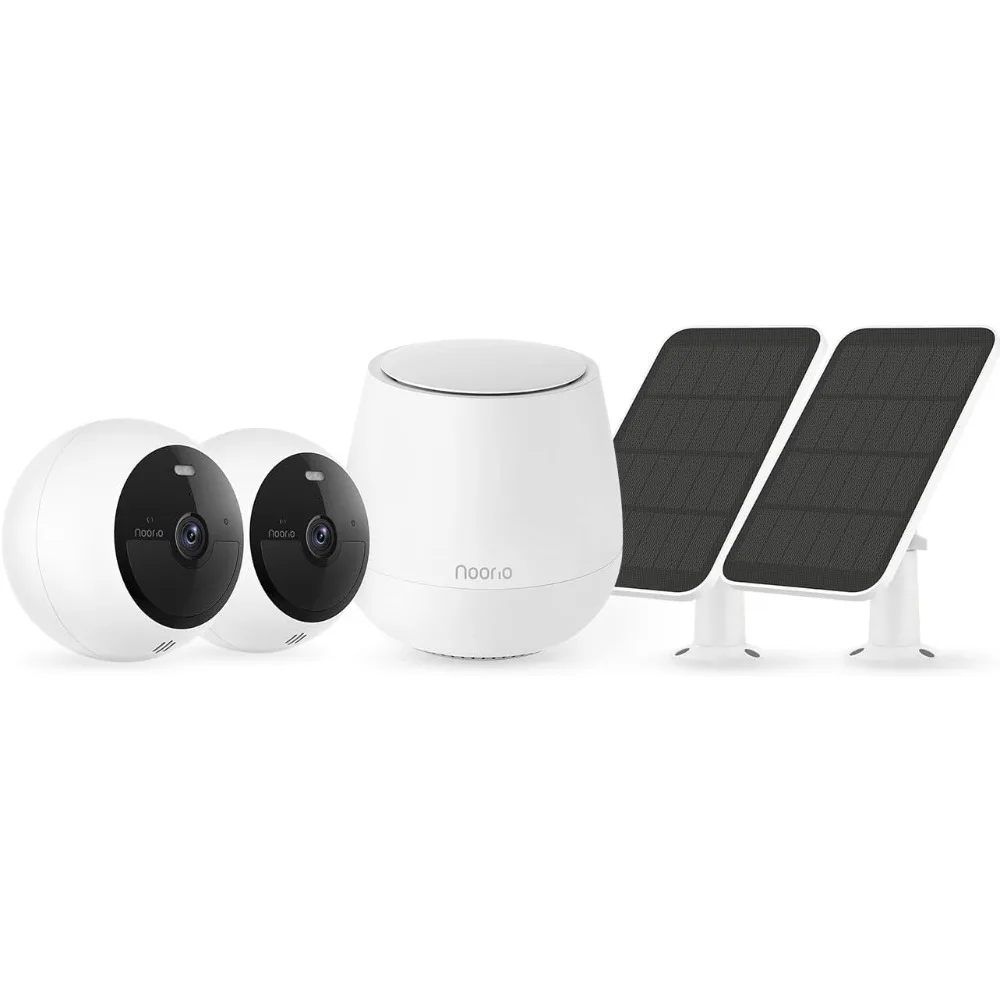

home security camera system with smart hub and solar panel, b200 x 2, a201 x 1, hub x 1