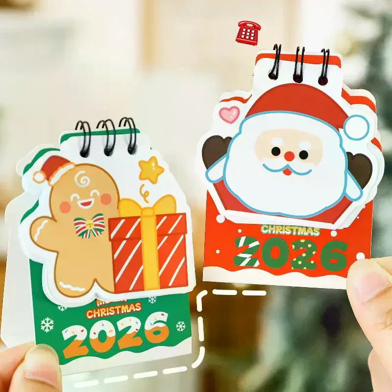 2026 Christmas Desk Calendar Mini Cartoon Cute Patterns Table Calendar Creative Desktop Decoration Daily Planning Small Monthly