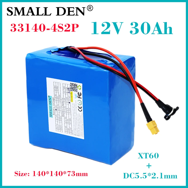 

12V 30Ah 33140 Lifepo4 battery pack 4S2P 400W Same port BMS For E-boat Sprayer UPS Electric Toys car 12.8V Iron lithium battery