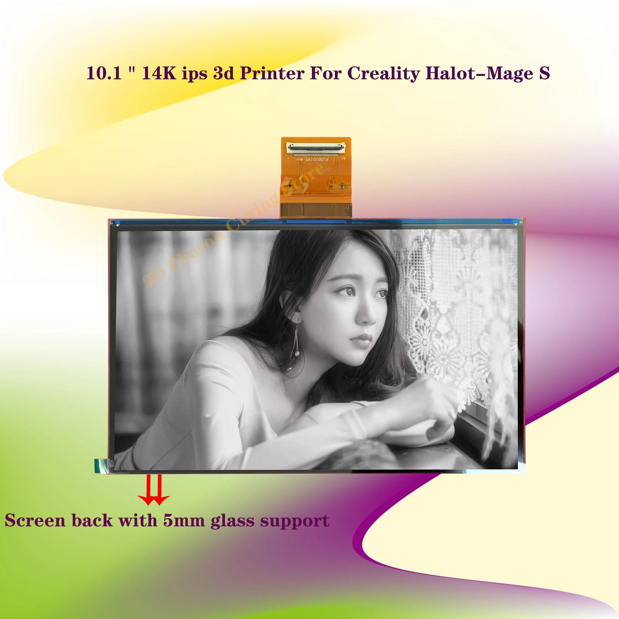 10.1"14K ips 3d Printer For Creality Halot-Mage S Screen back with 5mm glass support Direct use Replacement accessories display