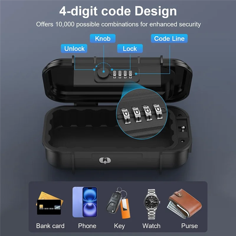 

HGFLE-Portable Safe Box For Travel With Removable Wire Rope For Dorm,Travel,Beach,Hotel