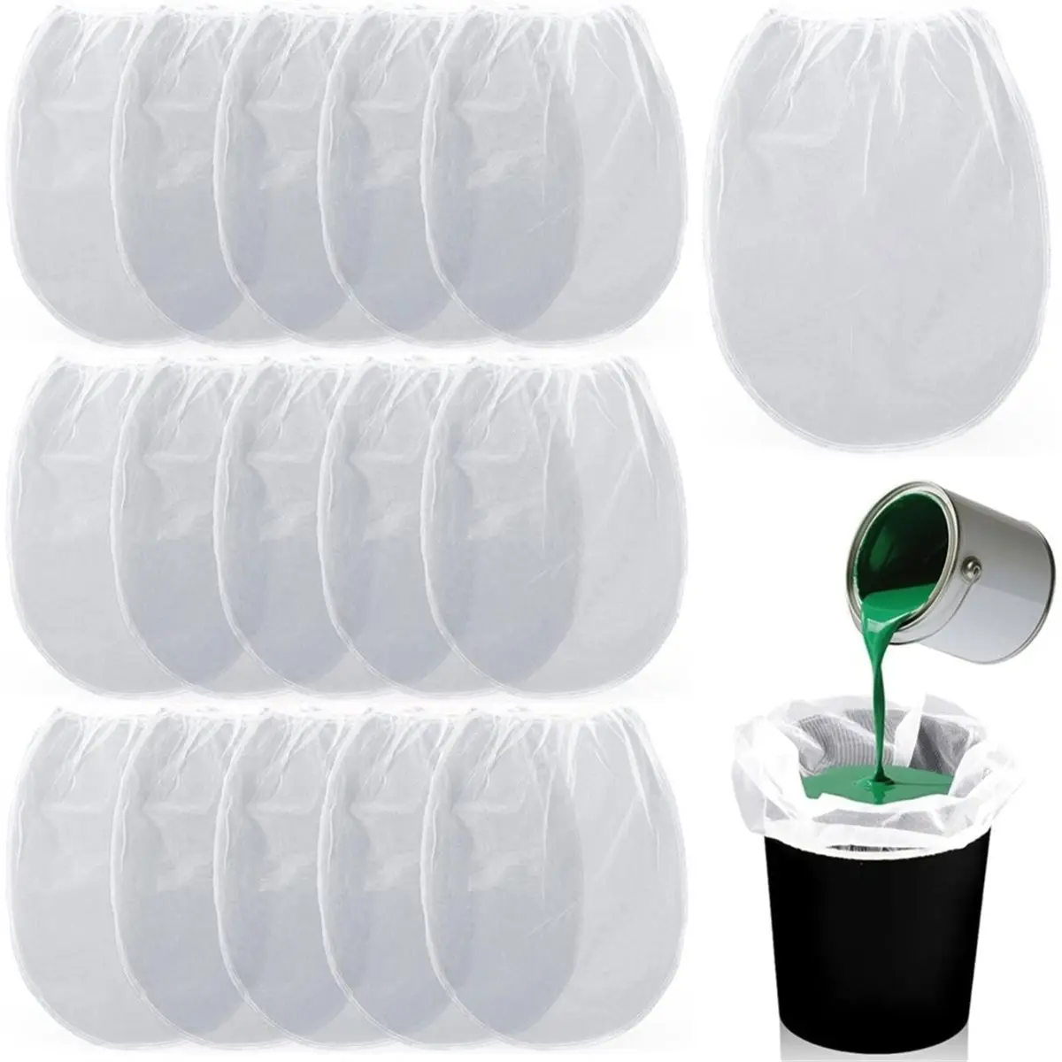 2026 New 15Pcs Paint Strainer Bags 5 Gallon,Bucket Paint Filters Strainer 5 Gal with Stretchable Elastic Top Opening Paint Scree