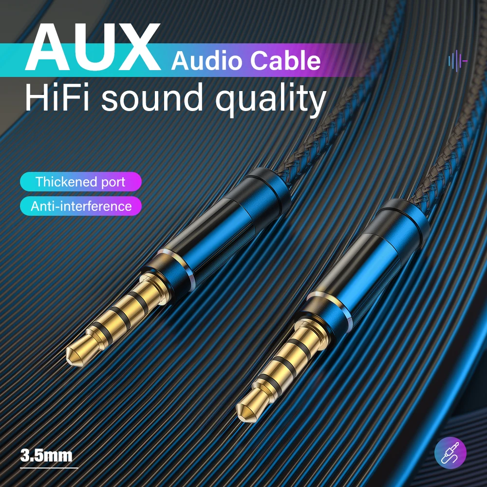 Gold plated Jack 3.5 Audio Cable Male to Male 3.5mm Hifi Stereo Line Jack 3 5 for PC Xiaomi Oneplus Headphone Speaker MP3 Kabel