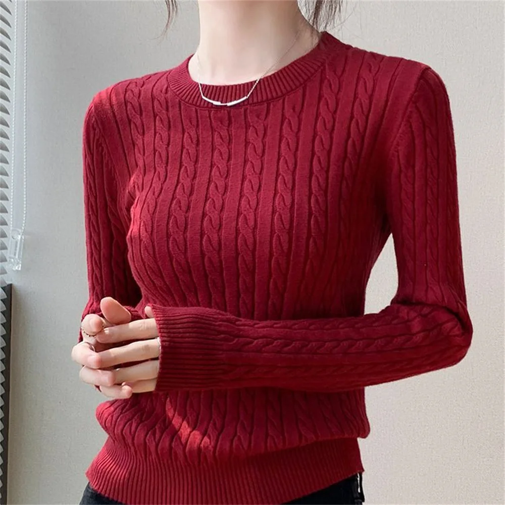 

Fashion O-neck Black Women Clothing Knitted Sweater Women's New Slim Long Sleeve Knit Sweater Pullover Women Tops Gray Sweaters