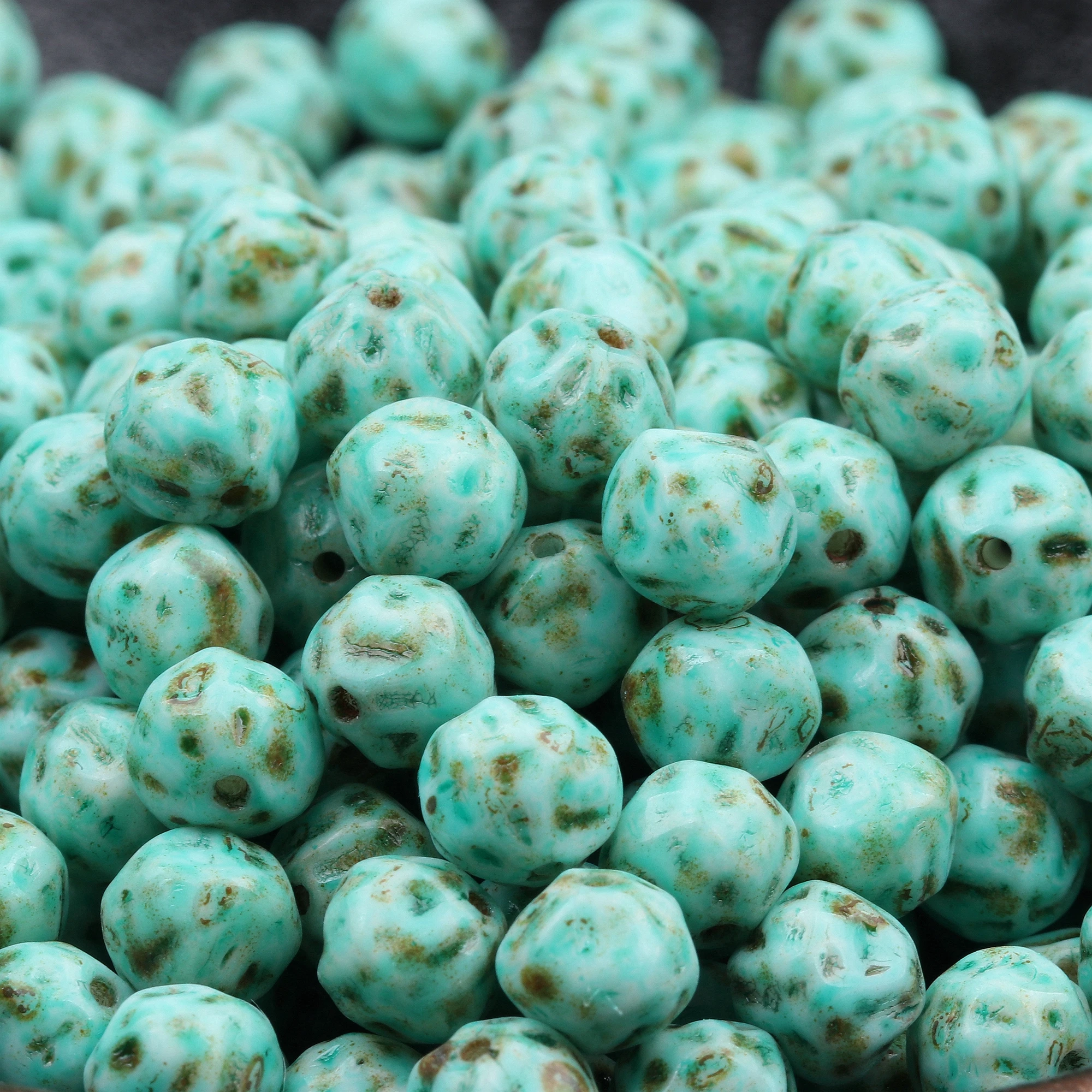 6mm Round Czech Glass Beads spacers Opaque Jewelry Making Firepolished Bead 10PCS (CGB-B)