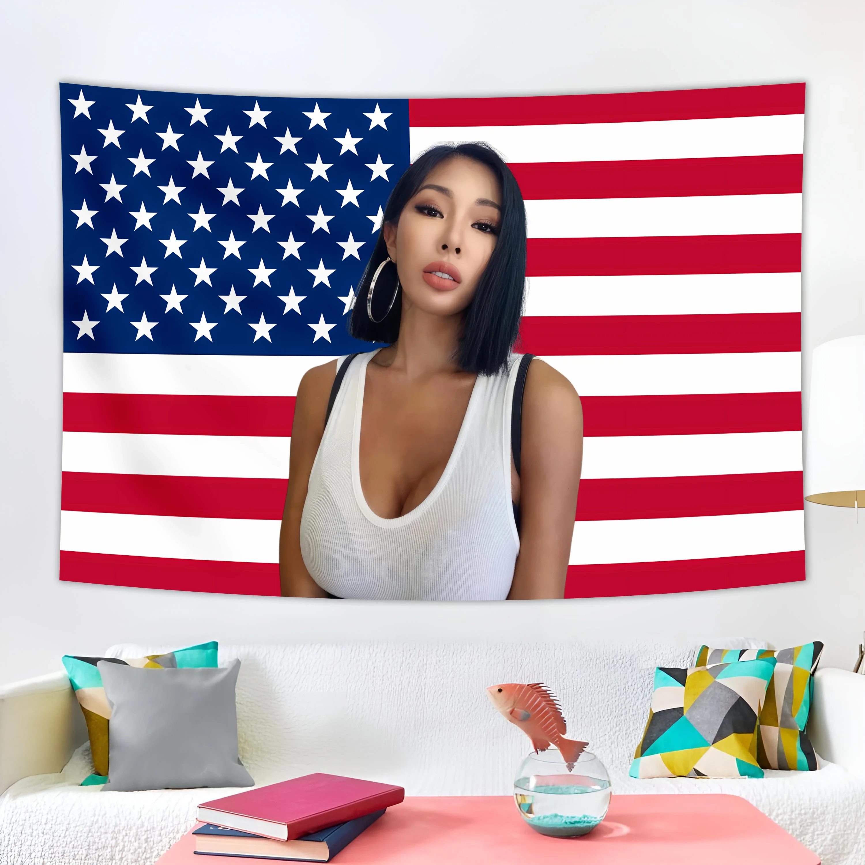 3x5 Ft Korean Singer America Flag Tapestry  Kpop Flag Tapestry for Bedroom Living Room for Give Girlfiend Gift