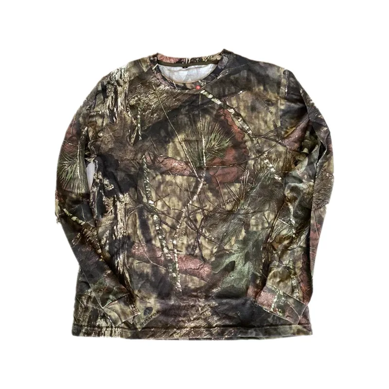 Bionic Camouflage Long Sleeve Hunting T-shirt Spring Summer O-Neck Large Size T Shirt Outdoor Military Training Tactical Shirt