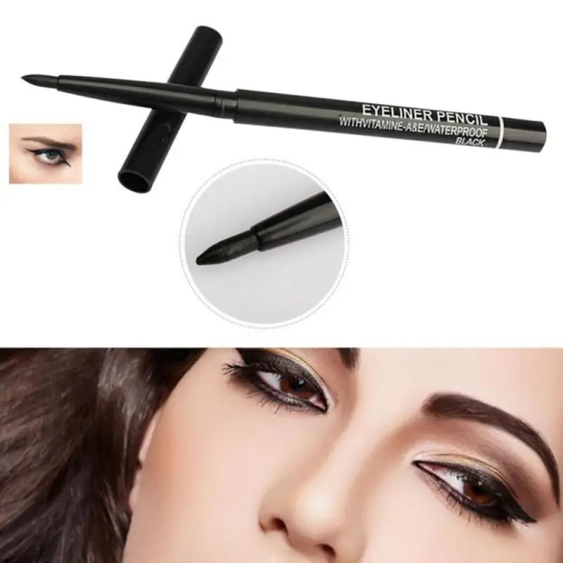 Crayon eyeliner rétractable pour femmes, modèle de fuite, maquillage lointain, crayon eye-liner imperméable, sensation lisse, 1 pièce