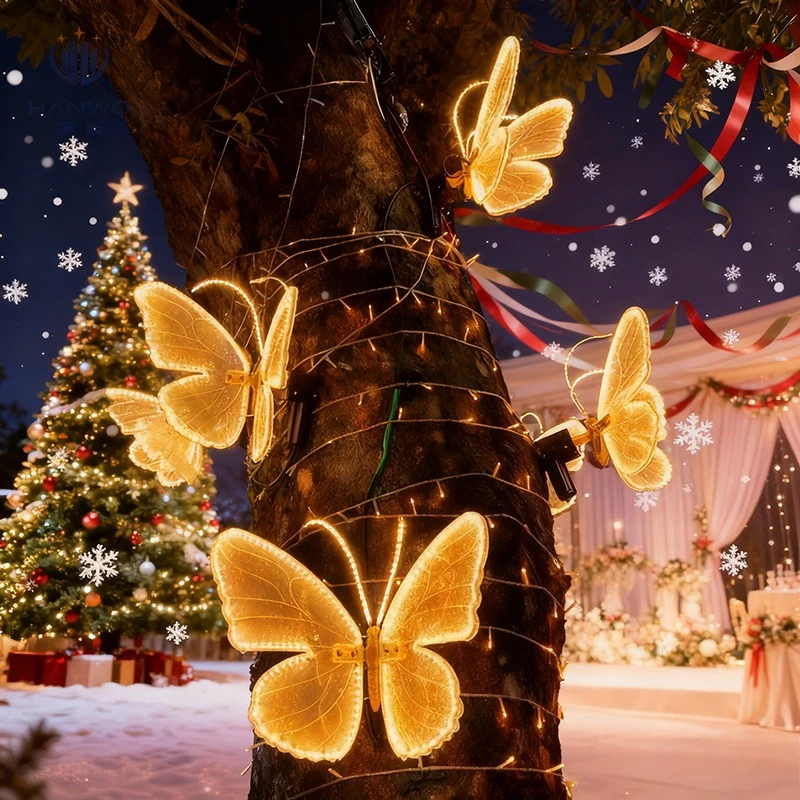 

Искусственные светодиодные бабочки, украшения, теплый белый, 40 см, уличные, динамические, с подставкой, светодиодные фонари с насекомыми, украшения для праздничной вечеринки