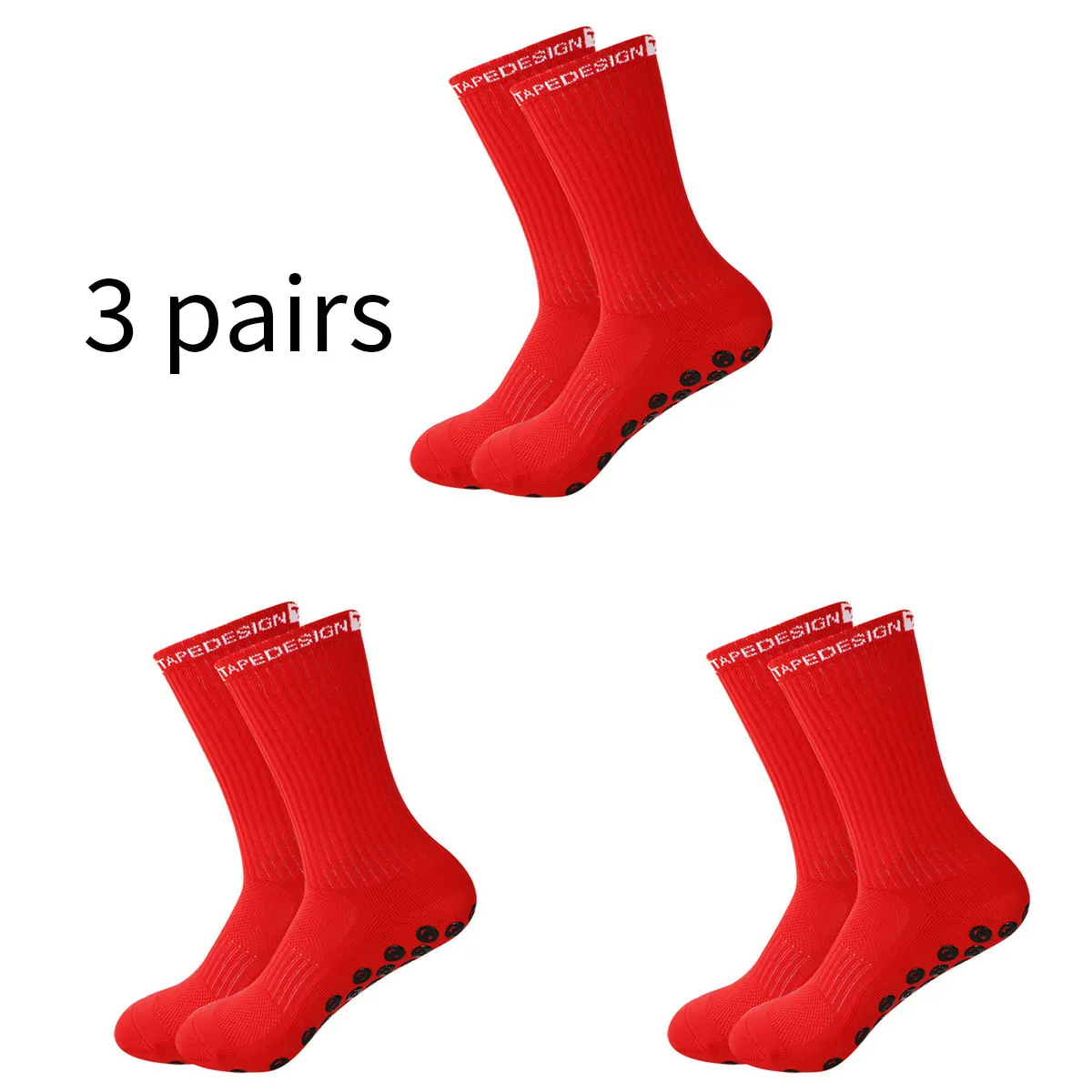 3 Pair Men\'s Non-Slip Soccer Socks Breathable Knee High Towel Bottom Cycling Hiking Sports Training Women Child Football Socks