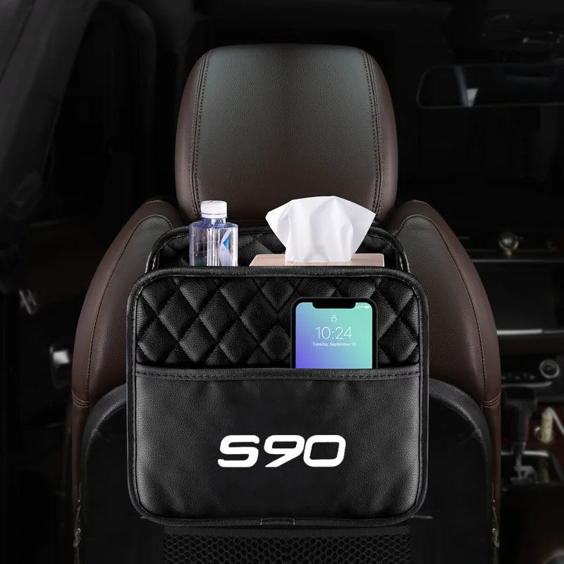 Seat Back Pocket Box Auto Foldable Storage Organization Car Carry Bag High Capacity Multi-use for Volvo S90 Car Accessories