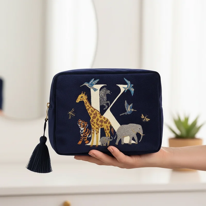 حقيبة مكياج محمولة مطبوعة بحروف، حقيبة غسيل للسفر، منظم تخزين مستحضرات التجميل، مجموعة أدوات الزينة للطلاب، حقيبة العناية بالبشرة #6