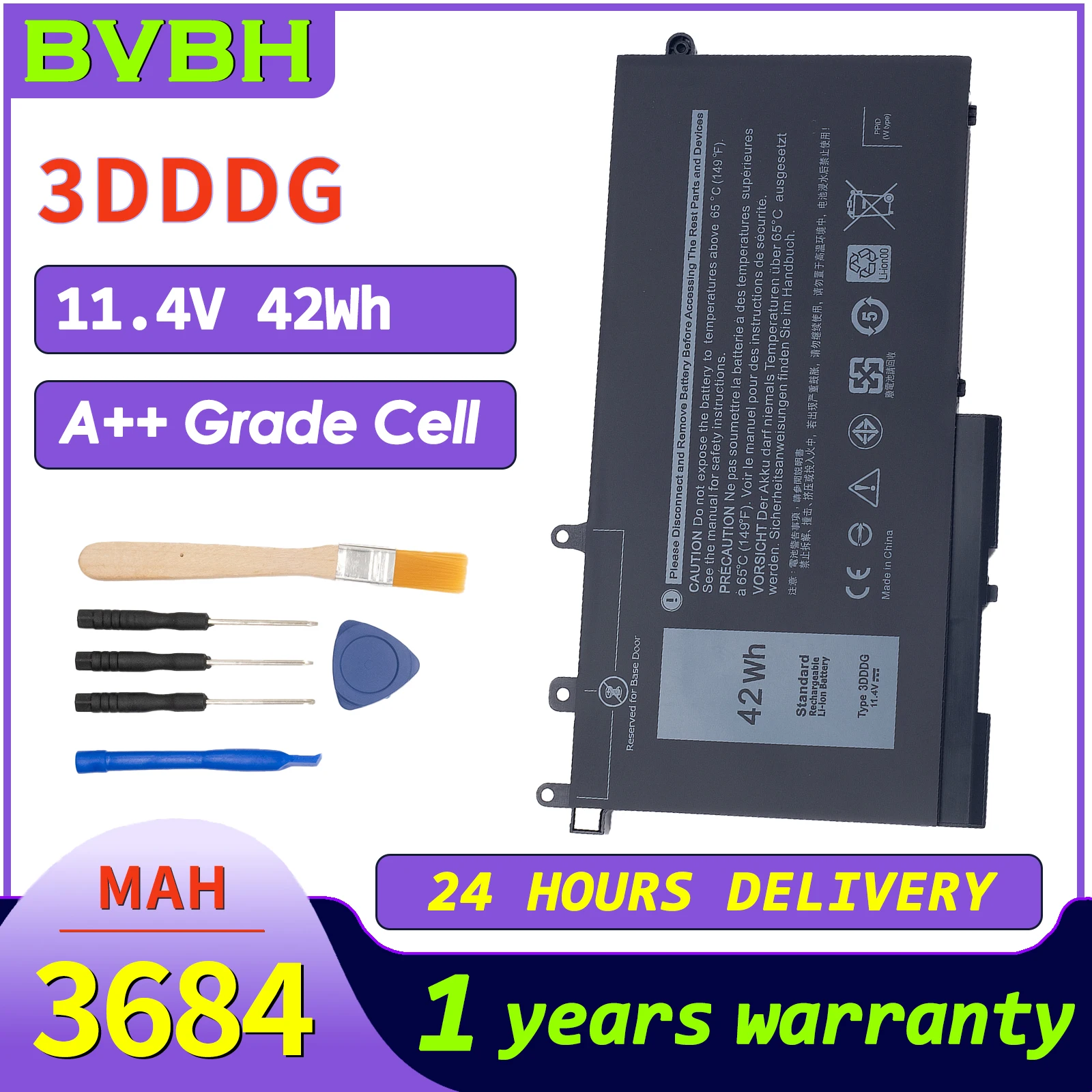 

BVBH 3DDDG Replacement E5290 5488 Laptop Battery For Dell Latitude 3520 P27S Quality 93FTF Laptop Batter Laptop