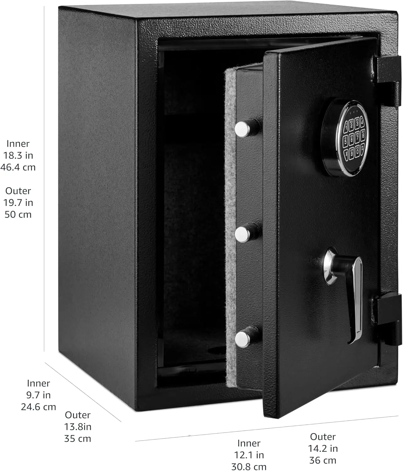 Fire Resistant Security Safe with Programmable Electronic Keypad, Secure Valuables and Important Documents, 14.17"W x 13.8"D x 1