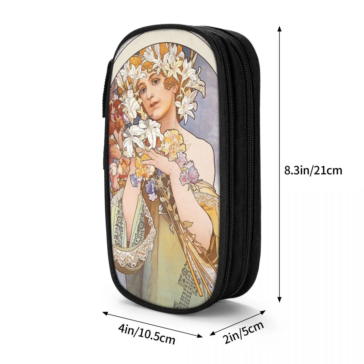 Alphonse Mucha Pen Box, Flor 1897, Dupla Camada, Grande Capacidade, Acessórios Escolares, Caixa de Lápis, Presentes perfeitos