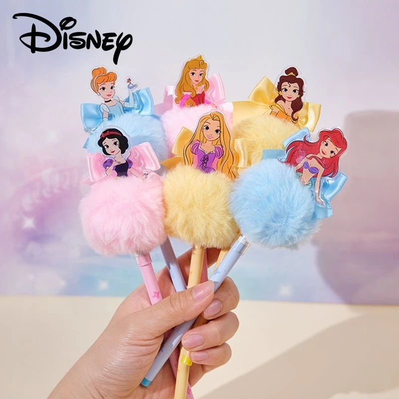 Princess Pom Ballpoint Pens Belle Ariel Cinderella Rapunzel Topped Pens for Girls Stationery for Girls Toys Gift view 5