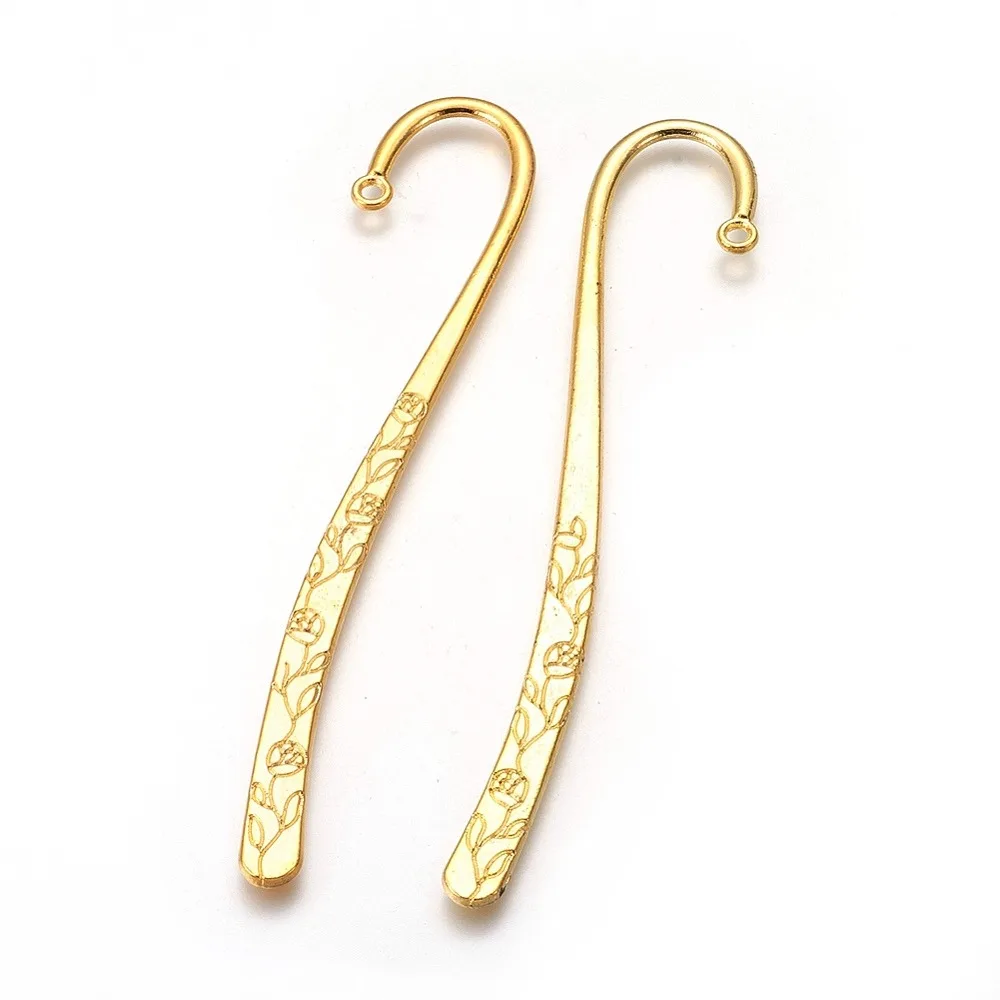 

Style Alloy Bookmarks Lead Free and Cadmium Free Golden 2.4cm wide 12.2cm long hole: 2mm