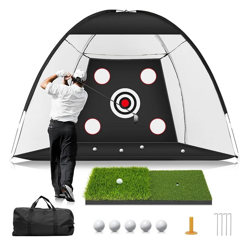 

Outdoor golf swing practice net Double grass folding golf training net