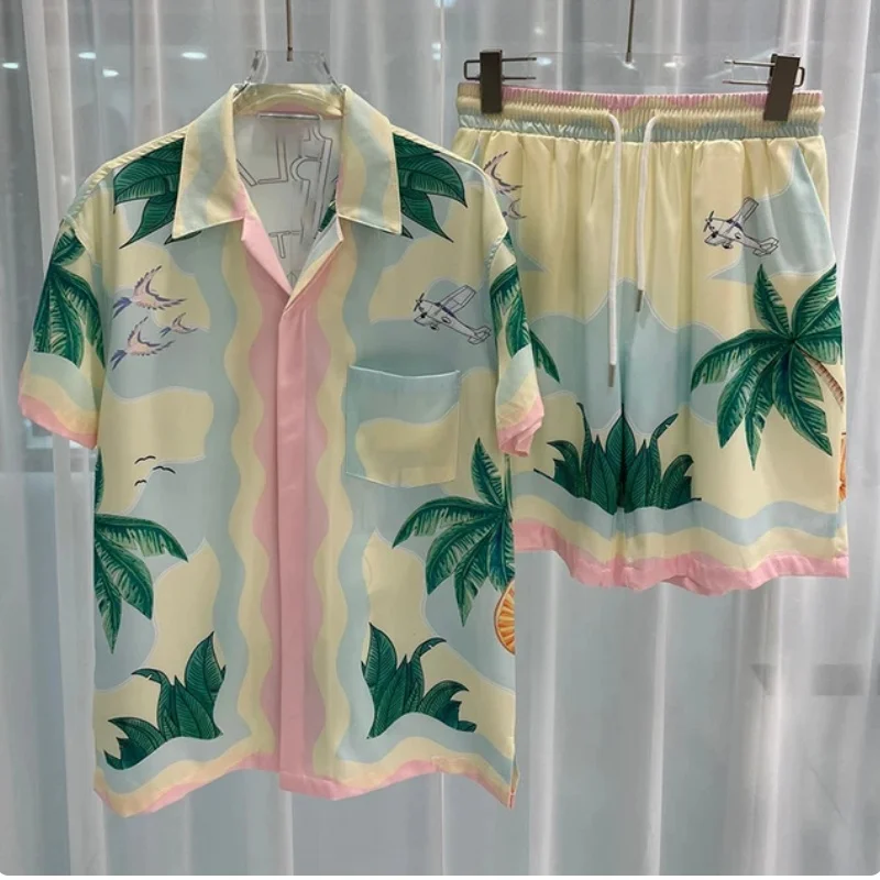 2024 3d Fun Printed Hawaiian Two-Piece Set For Men Summer Fashion Male Clothing Loose Oversized Short Sleeved Shirt Casual Suit