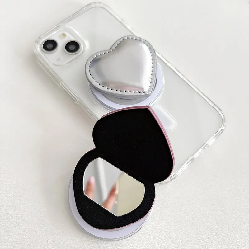

Cute 3D Love Shaped Makeup Mirror Suitable For Magnetic Bracket Phone Holder Ring Bracket Supports Girl Bracket Korean Style