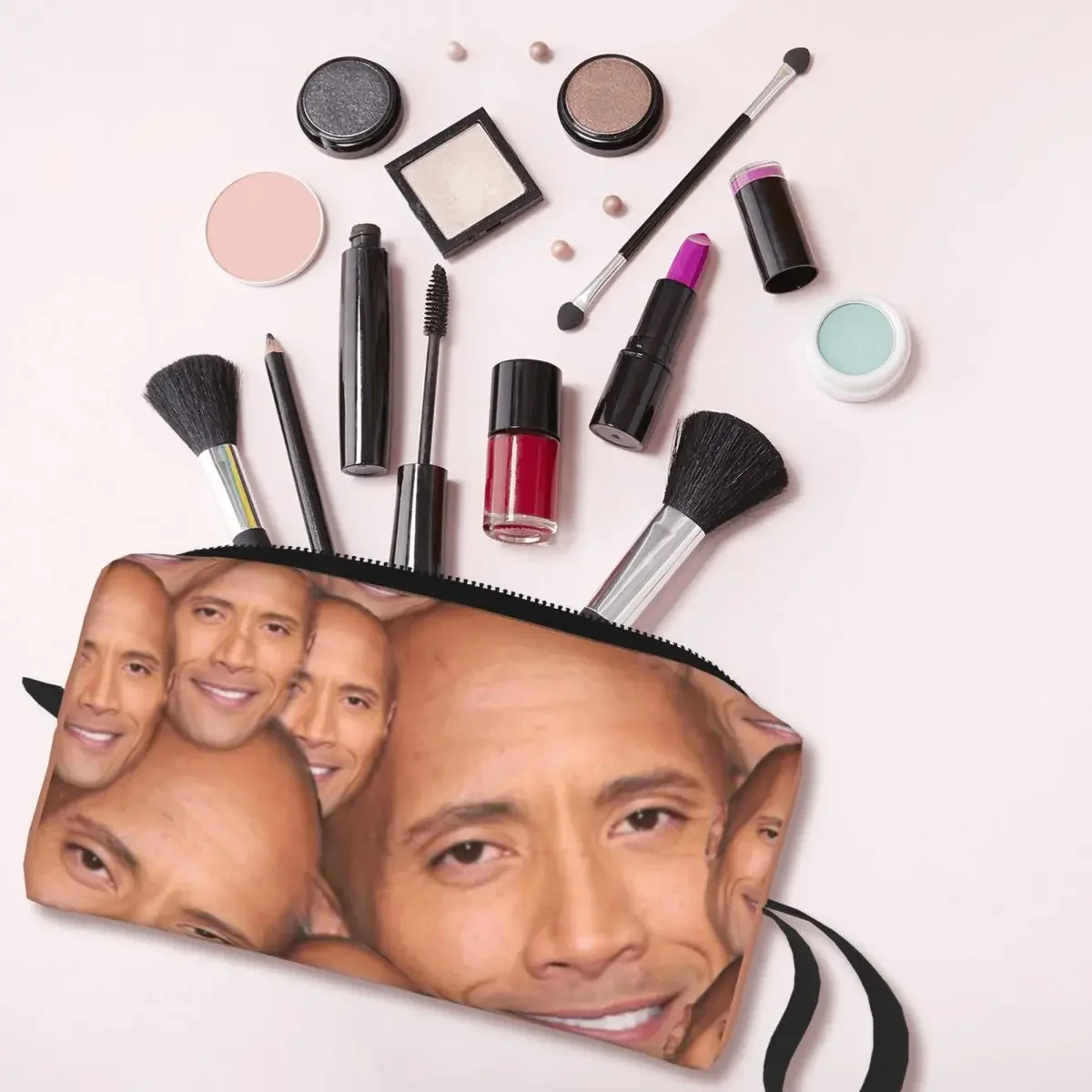 The Rock Face Dwayne Makeup Bag for Women Travel Cosmetic Organizer Fashion American Actor Johnson Storage Toiletry Bags