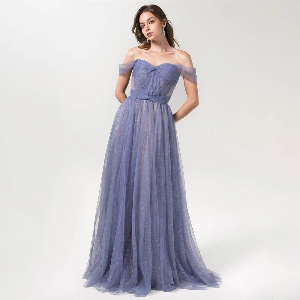 

2026 Women's Formal Evening Gowns V Neck Sleeveless Pleated Tulle Off Shoulder Evening Dresses Party Prom Cocktail Gowns