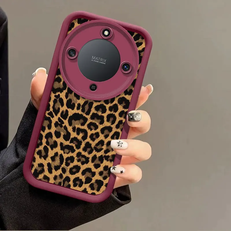 Flexible Silicone Case For Honor X9d Protective Cover Shockrpoof Leopard Print Cover Funda