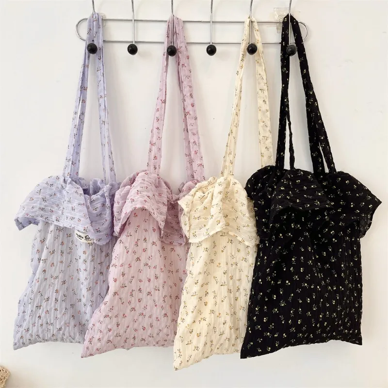 

Youda новая сумка на плечо из полиэфирной ткани для женщин, простая сумка с цветочным узором Falbala, большая повседневная вместительная сумка-тоут для покупок