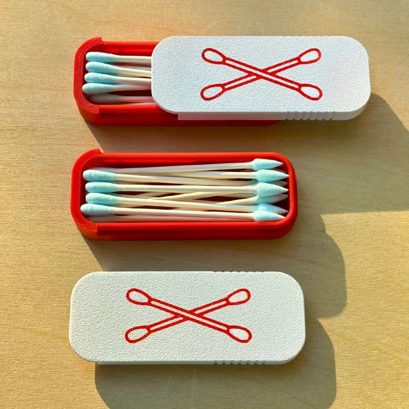 Mini Sliding Cotton Swab Storage Box Portable Swab Case For Travel And Daily Use Multi-Compartment Dust-Proof Keeps Clean