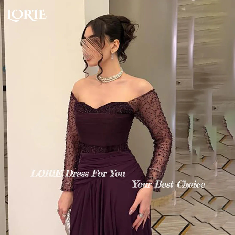 Sukienki wieczorowe LORIE z brokatowymi, błyszczącymi koralikami, luksusowe, z odkrytymi ramionami, dekolt w serduszko, plisowane, seksowne, w kształcie litery A, marszczone, sukienki na studniówkę, suknie dla panny młodej na przyjęcie.